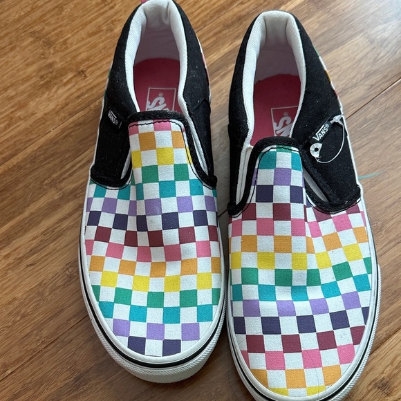 Vans Kids Colorful Checkered Slip-On Sneakers - Picture 1 of 5